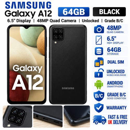 Samsung galaxy a12 black - samsung,